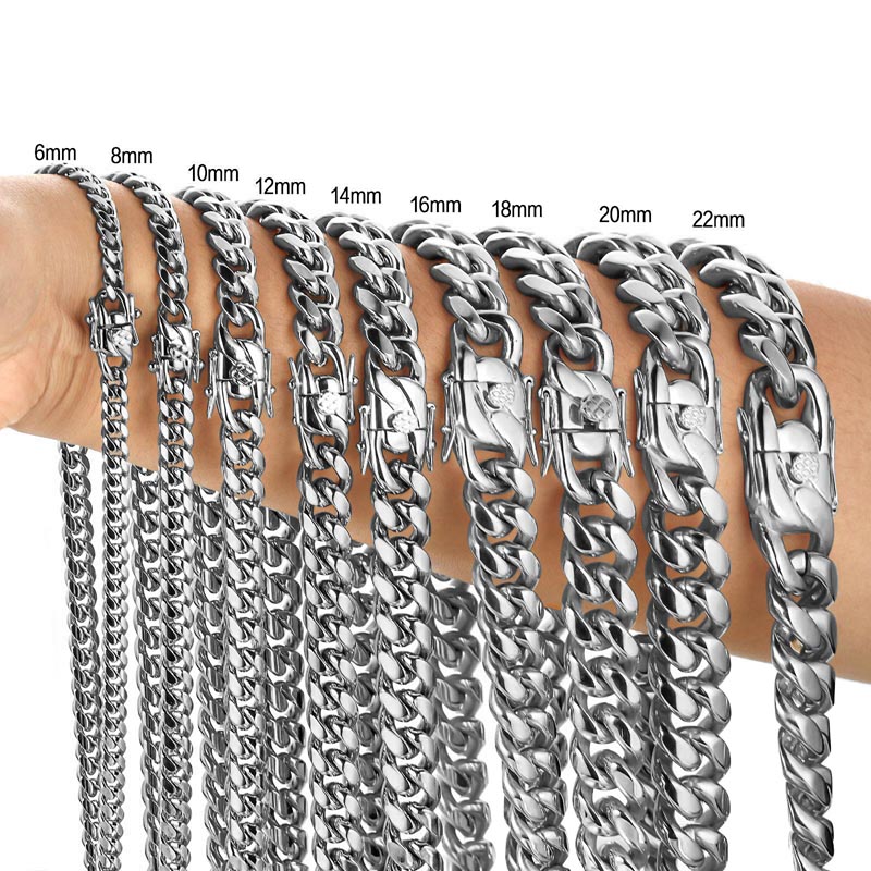 Butterfly Clasp Deployant - Кубинская цепь Майами из нержавеющей стали